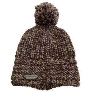 Marc New York, brown and gray slouchy beanie with pom